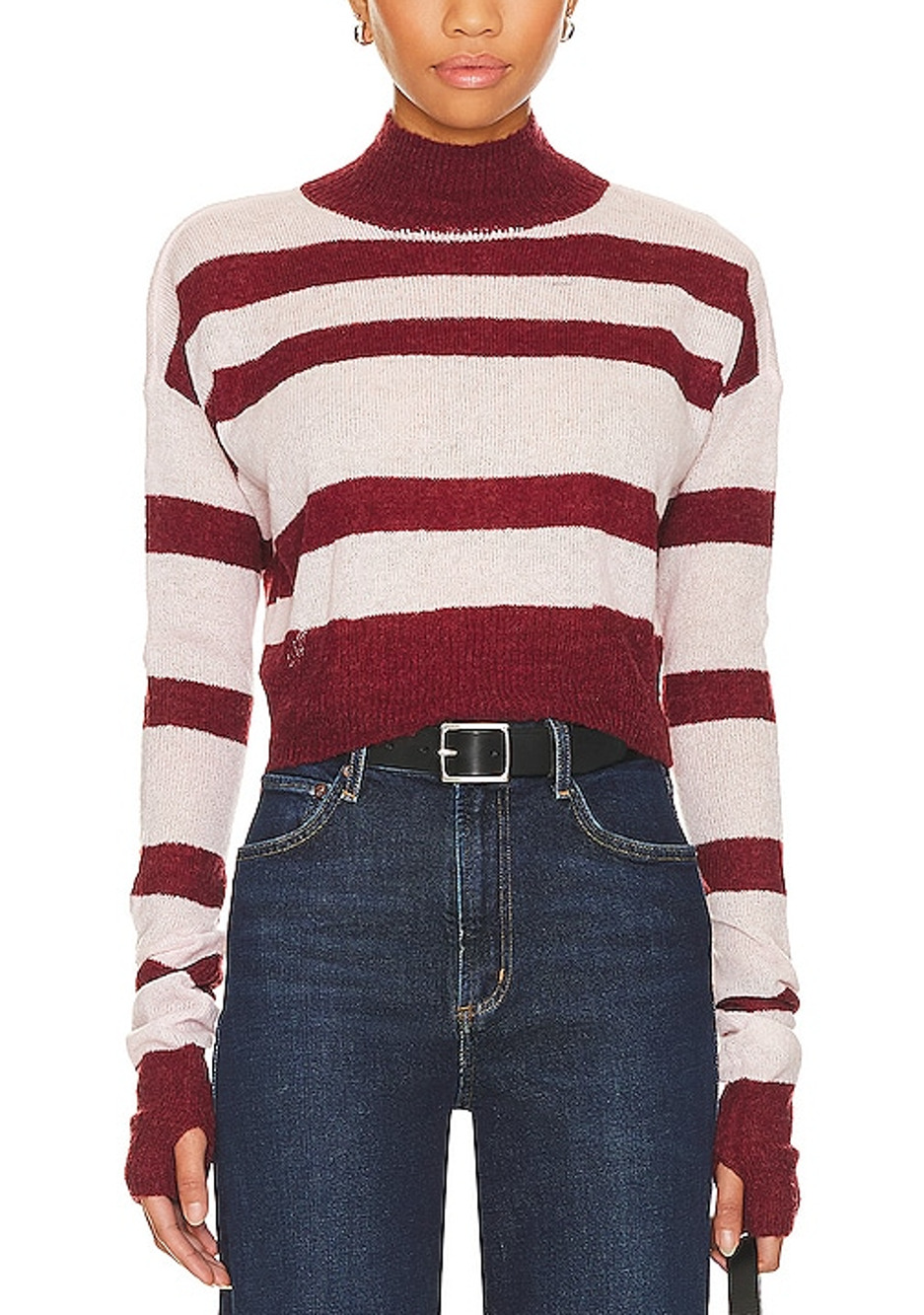 Lovers And Friends Striped Red Wine Tandice Sweater Size XS